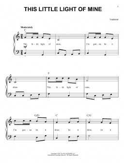 page one of This Little Light Of Mine (Easy Piano)
