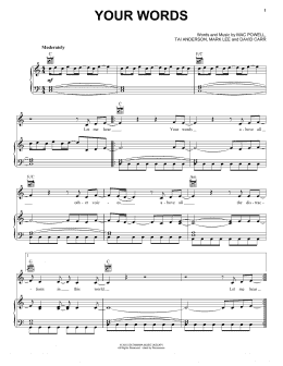 page one of Your Words (Piano, Vocal & Guitar Chords (Right-Hand Melody))