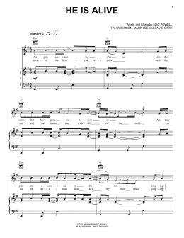 page one of He Is Alive (Piano, Vocal & Guitar Chords (Right-Hand Melody))