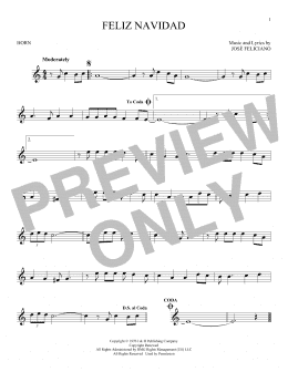 page one of Feliz Navidad (French Horn Solo)