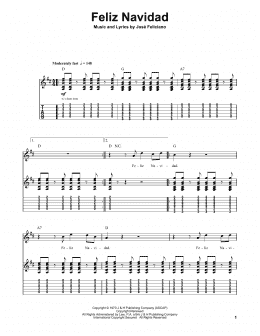 page one of Feliz Navidad (Guitar Tab (Single Guitar))
