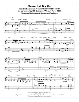 page one of Never Let Me Go (Piano Transcription)