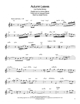 page one of Autumn Leaves (Clarinet Transcription)