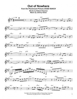 page one of Out Of Nowhere (Clarinet Transcription)