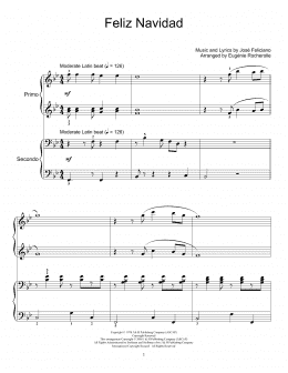 page one of Feliz Navidad (Piano Duet)