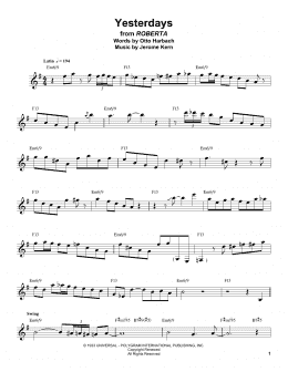 page one of Yesterdays (Clarinet Transcription)