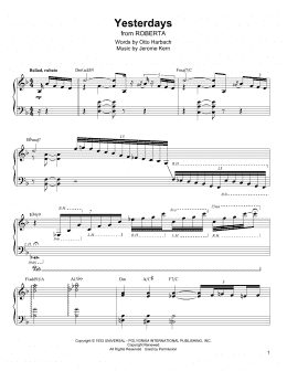 page one of Yesterdays (Piano Transcription)
