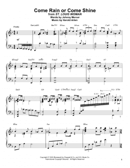 page one of Come Rain Or Come Shine (Piano Transcription)