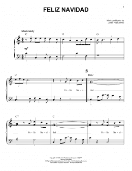 page one of Feliz Navidad (Very Easy Piano)