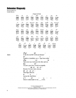 page one of Bohemian Rhapsody (Guitar Chords/Lyrics)