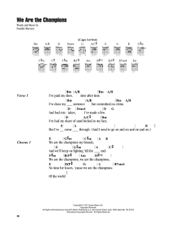 page one of We Are The Champions (Guitar Chords/Lyrics)