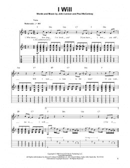 page one of I Will (Guitar Tab (Single Guitar))