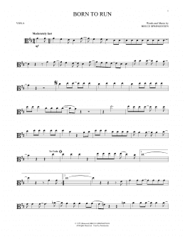 page one of Born To Run (Viola Solo)