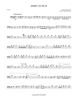 page one of Born To Run (Cello Solo)