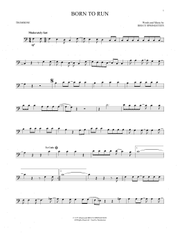 page one of Born To Run (Trombone Solo)
