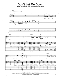 page one of Don't Let Me Down (Guitar Tab (Single Guitar))