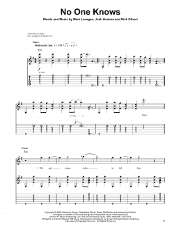 page one of No One Knows (Guitar Tab (Single Guitar))