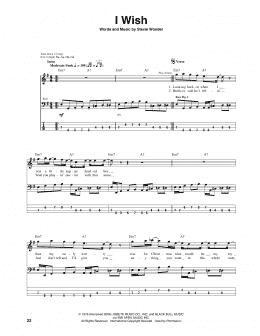 page one of I Wish (Bass Guitar Tab)