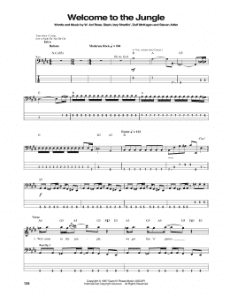 page one of Welcome To The Jungle (Bass Guitar Tab)