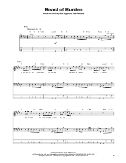 page one of Beast Of Burden (Bass Guitar Tab)