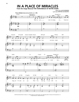 page one of In A Place Of Miracles (from The Hunchback Of Notre Dame: A New Musical) (Piano & Vocal)