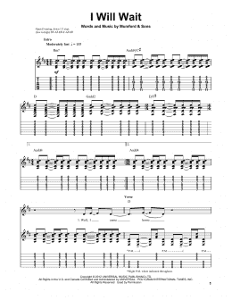 page one of I Will Wait (Guitar Tab (Single Guitar))