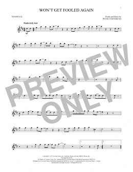 page one of Won't Get Fooled Again (Tenor Sax Solo)