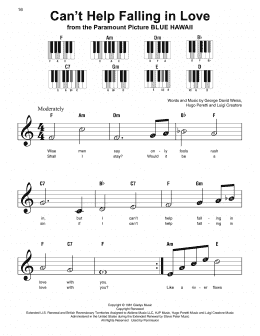 page one of Can't Help Falling In Love (Super Easy Piano)