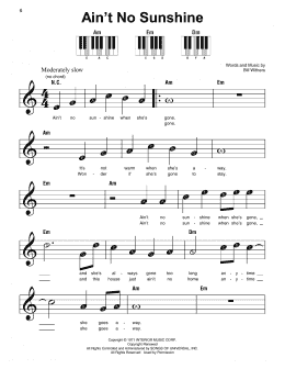 page one of Ain't No Sunshine (Super Easy Piano)