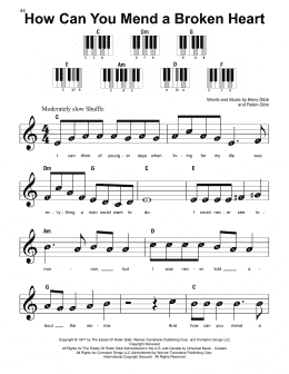 page one of How Can You Mend A Broken Heart (Super Easy Piano)