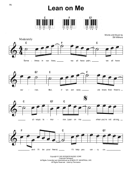 page one of Lean On Me (Super Easy Piano)