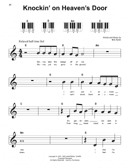 page one of Knockin' On Heaven's Door (Super Easy Piano)