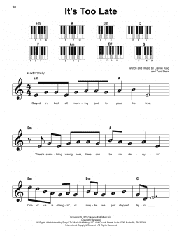 page one of It's Too Late (Super Easy Piano)