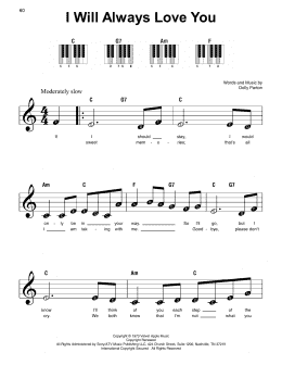 page one of I Will Always Love You (Super Easy Piano)