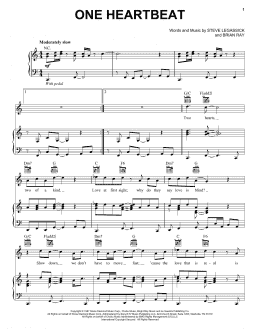 page one of One Heartbeat (Piano, Vocal & Guitar Chords (Right-Hand Melody))