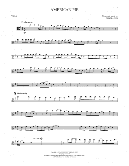 page one of American Pie (Viola Solo)
