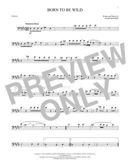 page one of Born To Be Wild (Cello Solo)