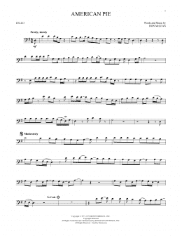 page one of American Pie (Cello Solo)