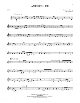 page one of American Pie (French Horn Solo)