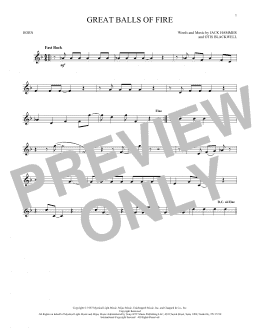 page one of Great Balls Of Fire (French Horn Solo)