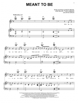 page one of Meant To Be (feat. Florida Georgia Line) (Piano, Vocal & Guitar Chords (Right-Hand Melody))