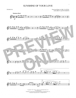 page one of Sunshine Of Your Love (Tenor Sax Solo)