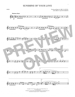 page one of Sunshine Of Your Love (French Horn Solo)