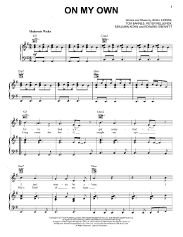 page one of On My Own (Piano, Vocal & Guitar Chords (Right-Hand Melody))