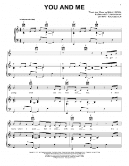 page one of You And Me (Piano, Vocal & Guitar Chords (Right-Hand Melody))