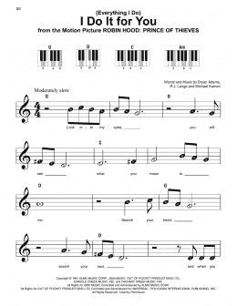 page one of (Everything I Do) I Do It For You (Super Easy Piano)