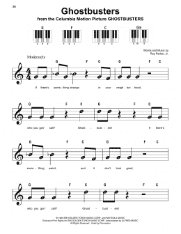 page one of Ghostbusters (Super Easy Piano)