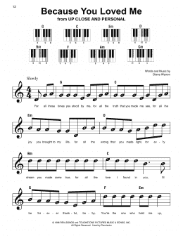 page one of Because You Loved Me (Super Easy Piano)