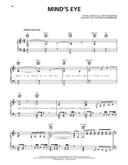page one of Mind's Eye (Piano, Vocal & Guitar Chords (Right-Hand Melody))