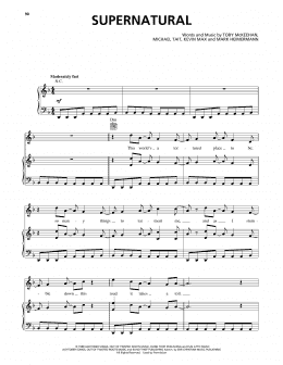 page one of Supernatural (Piano, Vocal & Guitar Chords (Right-Hand Melody))